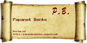 Papanek Benke névjegykártya